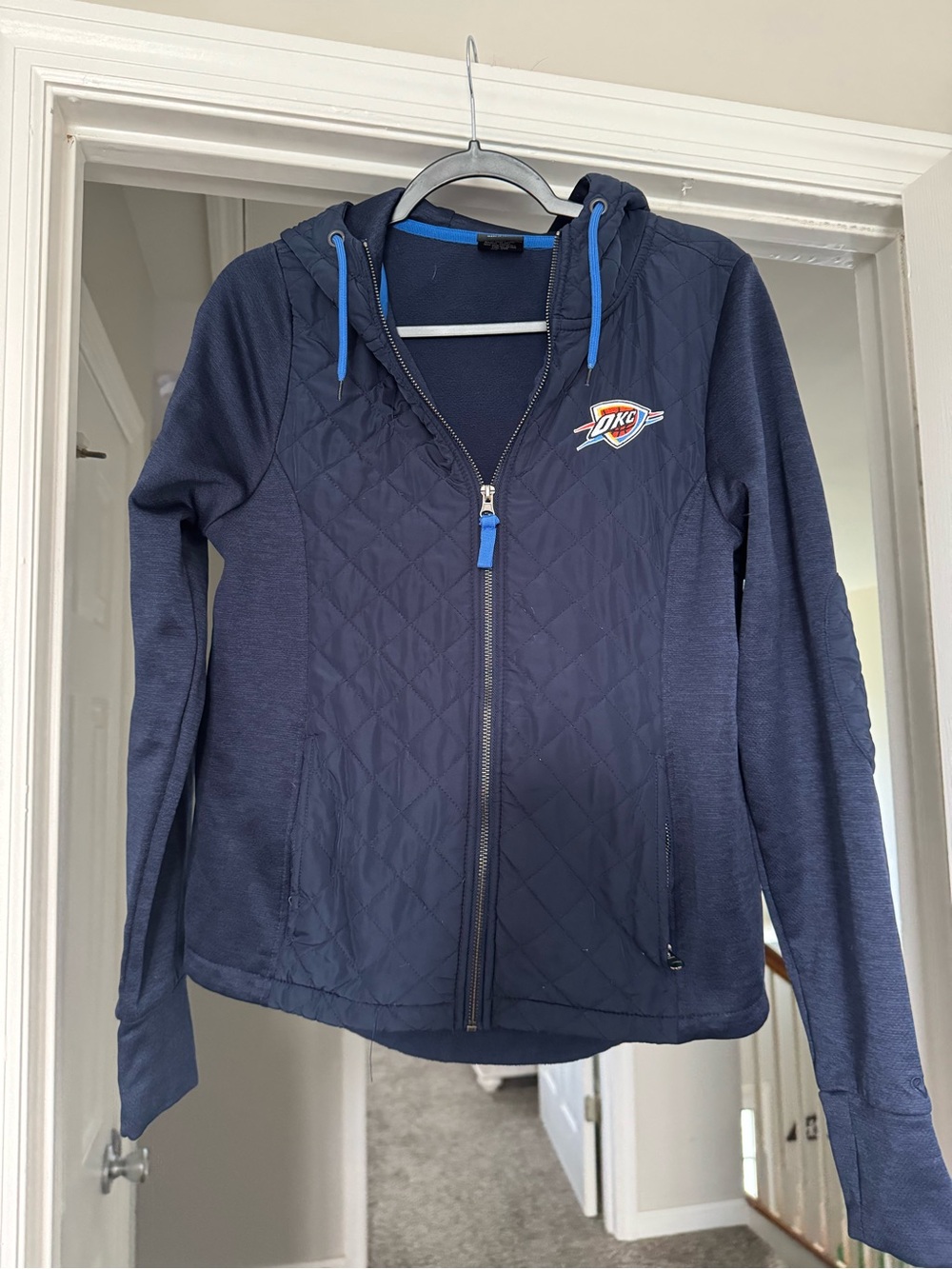 OKC Thunder women's Navy Quilted Zip-Up Hoodie